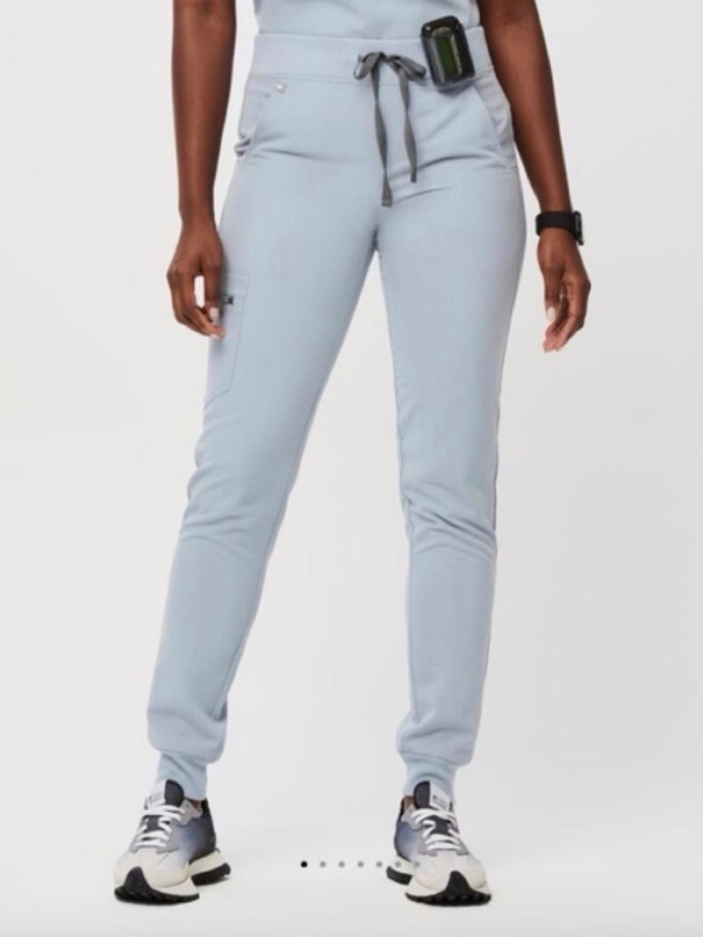 Dusty Blue High Waisted Uman Relaxed - Petite Jogger Scrub Pant